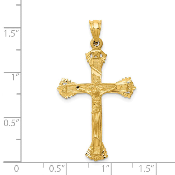 14KT Yellow Gold 42X23MM Crucifix Cross Pendant. Chain Not Included