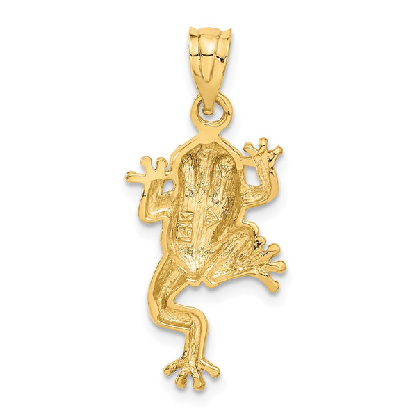 14KT Gold Frog W/ Enameled Eyes Charm Pendant. Chain not Included.