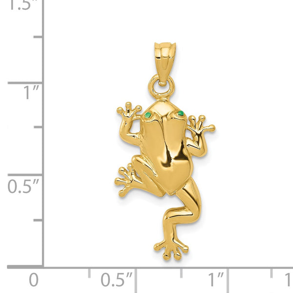 14KT Gold Frog W/ Enameled Eyes Charm Pendant. Chain not Included.