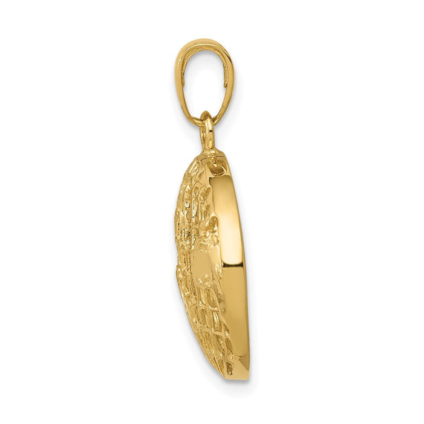 14KT Yellow Gold 24.5X16MM Globe Pendant. Chain Not Included