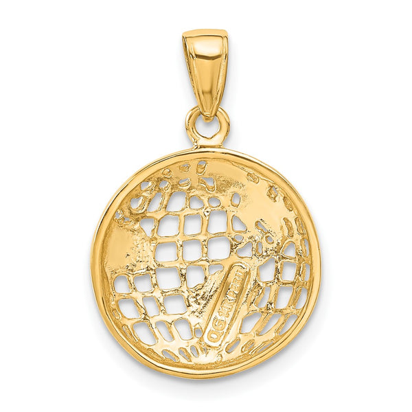 14KT Yellow Gold 24.5X16MM Globe Pendant. Chain Not Included