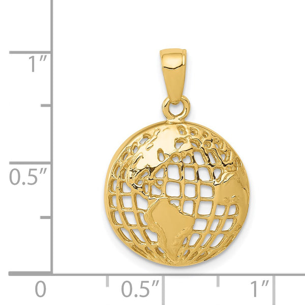 14KT Yellow Gold 24.5X16MM Globe Pendant. Chain Not Included