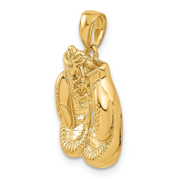 14KT Yellow Gold 25X17MM Boxing Gloves Pendant. Chain Not Included