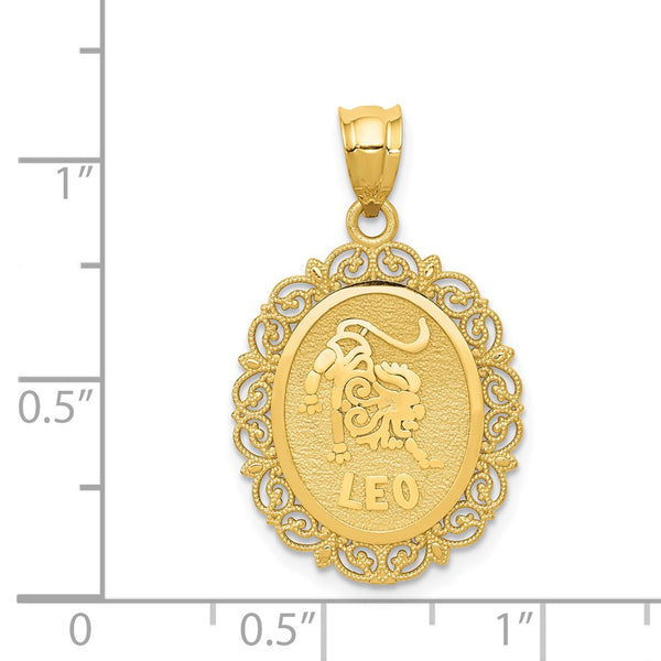 14KT Gold 25X18MM Zodiac Sign Leo Pendant. Chain Not Included