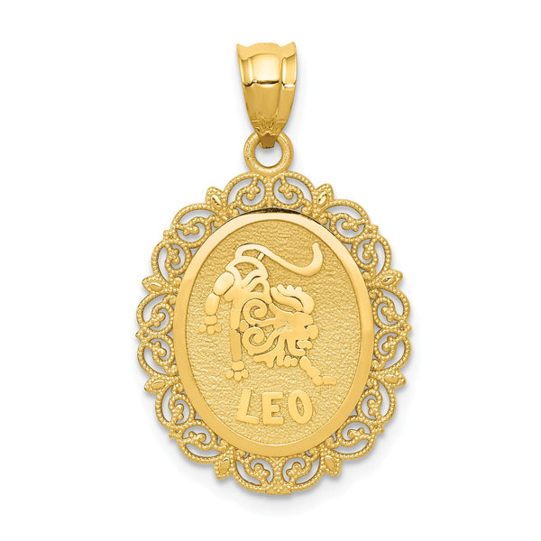 14KT Gold 25X18MM Zodiac Sign Leo Pendant. Chain Not Included