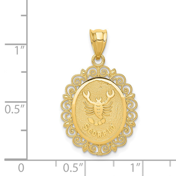 14KT Gold 25X18MM Zodiac Sign Scorpio Pendant. Chain Not Included