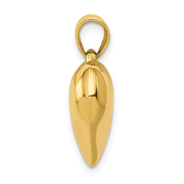 14KT Yellow Gold 21X15MM Three Dimensional Heart Pendant. Chain Not Included