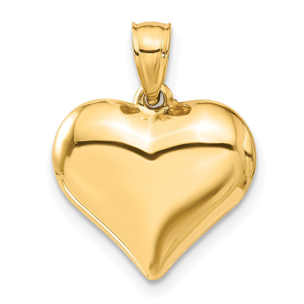 14KT Yellow Gold 21X15MM Three Dimensional Heart Pendant. Chain Not Included