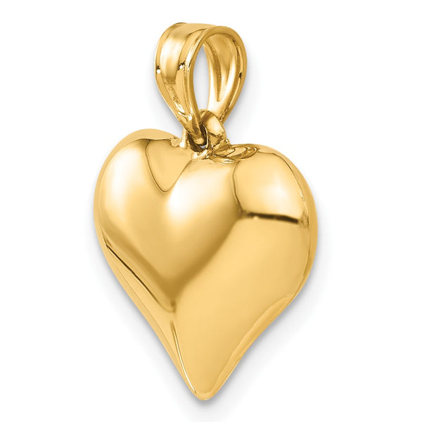 14KT Yellow Gold 21X15MM Three Dimensional Heart Pendant. Chain Not Included
