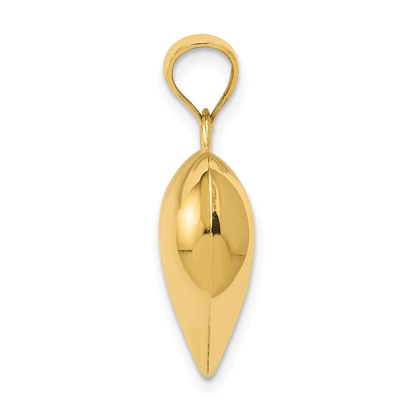14KT Gold Polished 3-D Heart Pendant. Chain not Included
