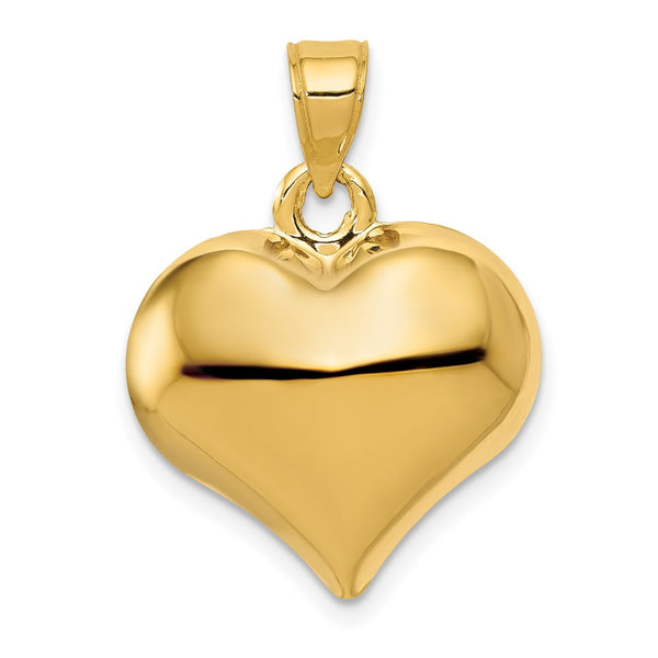 14KT Gold Polished 3-D Heart Pendant. Chain not Included