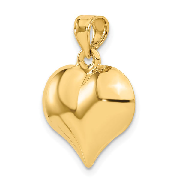 14KT Gold Polished 3-D Heart Pendant. Chain not Included
