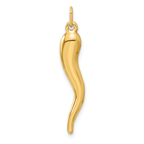 14KT Gold Italian Horn Charm Pendant. Chain not Included.