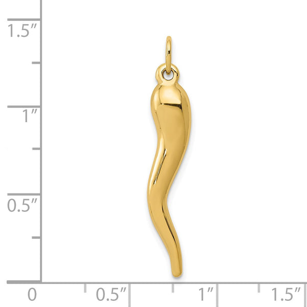 14KT Gold Italian Horn Charm Pendant. Chain not Included.