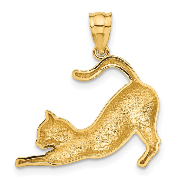 14KT Yellow Gold 25X24MM Cat Charm Pendant. Chain not Included