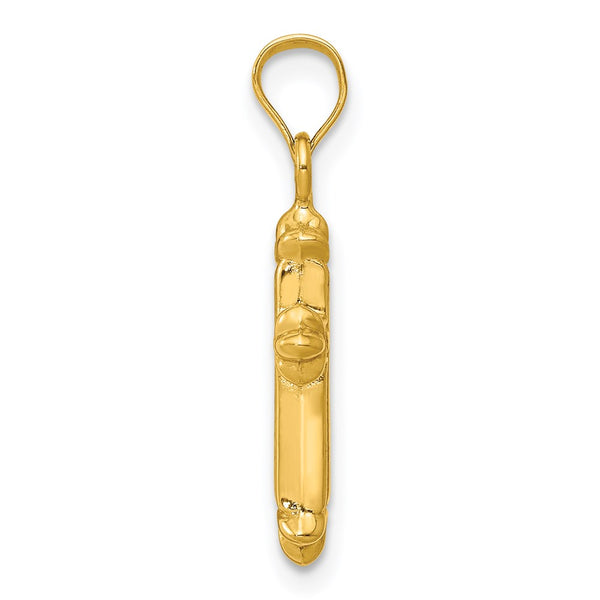 14KT Yellow Gold 23X11MM Childrens Fleur De Lis Cross Pendant. Chain Not Included