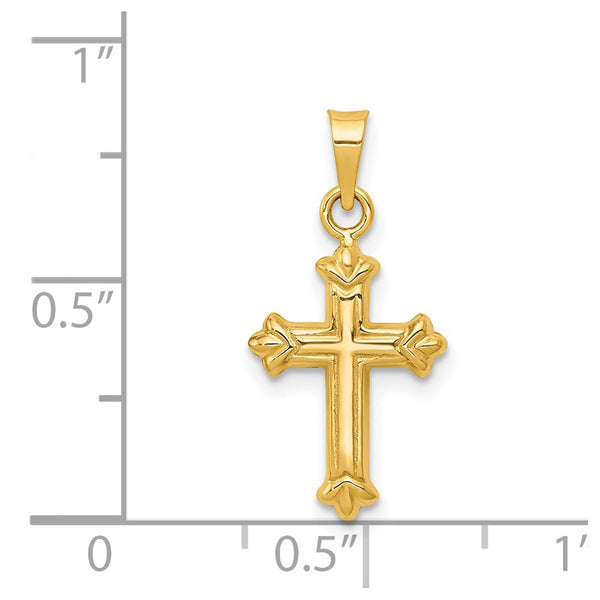 14KT Yellow Gold 23X11MM Childrens Fleur De Lis Cross Pendant. Chain Not Included