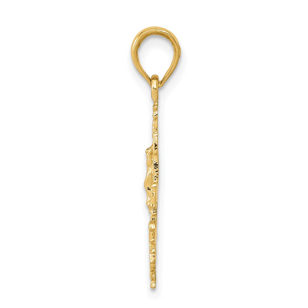 14KT Yellow Gold 26X13MM Crucifix Cross Pendant. Chain Not Included