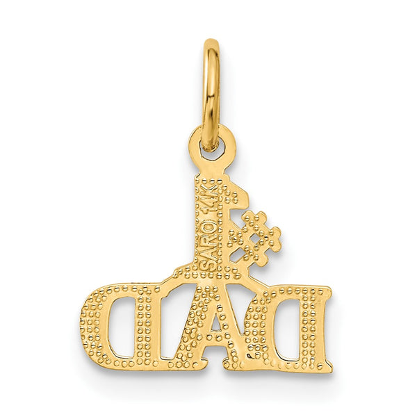 14KT Gold #1 Dad Charm Pendant. Chain not Included.