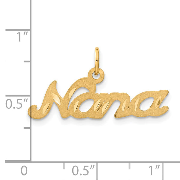 14KT Gold Nana Charm Pendant. Chain not Included.