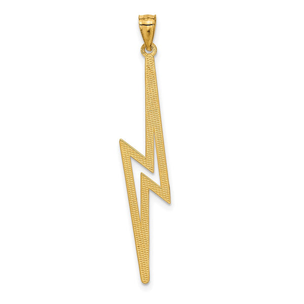 14KT Yellow Gold 45X10MM Lightning Bolt Pendant. Chain Not Included