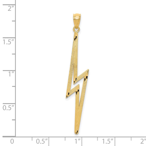 14KT Yellow Gold 45X10MM Lightning Bolt Pendant. Chain Not Included