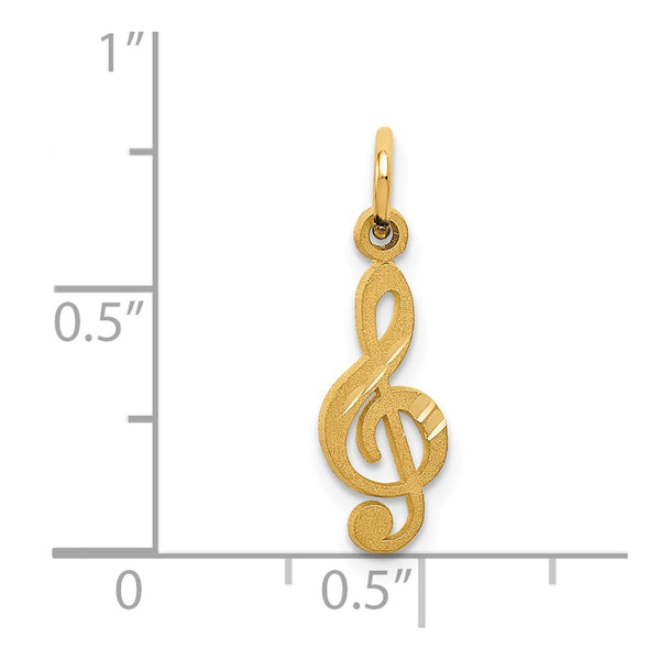 14KT Gold Treble Clef Charm Pendant. Chain not Included.