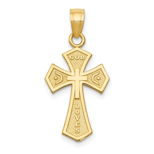 14KT Yellow Gold 26X12MM Reversible Cross Pendant. Chain Not Included