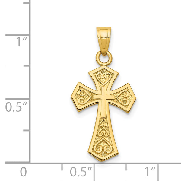 14KT Yellow Gold 26X12MM Reversible Cross Pendant. Chain Not Included