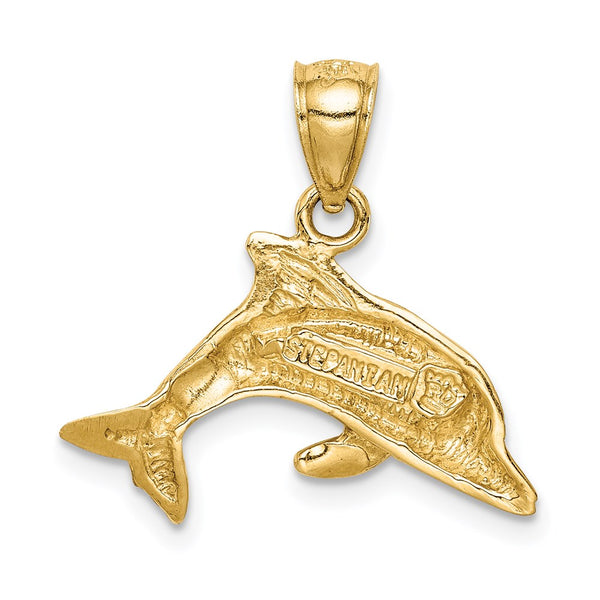 Opal Dolphin Pendant in 14KT Yellow Gold. Chain not Included