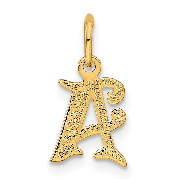 14KT Gold Initial A Charm Pendant. Chain not Included.