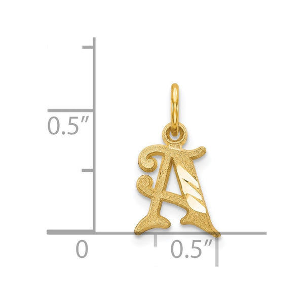 14KT Gold Initial A Charm Pendant. Chain not Included.