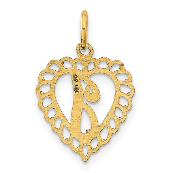 14KT Gold Initial J Charm Pendant. Chain not Included.