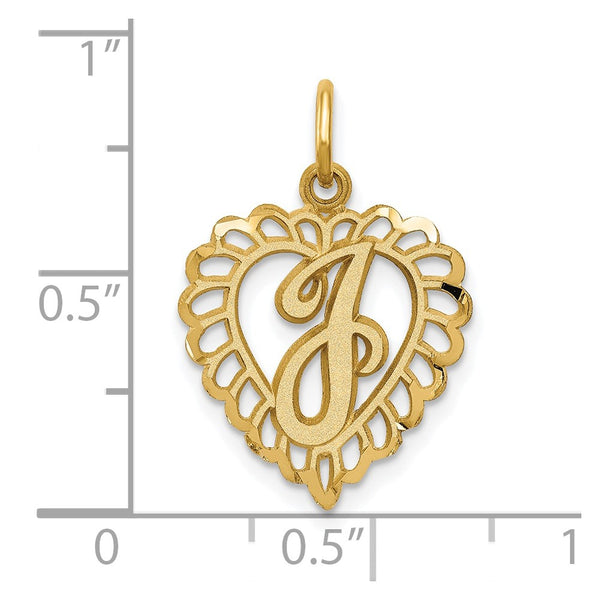 14KT Gold Initial J Charm Pendant. Chain not Included.