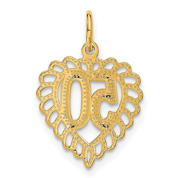 14KT Gold 50 in Heart Charm Pendant. Chain not Included.