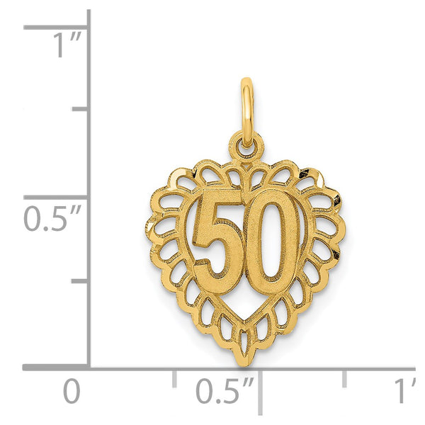 14KT Gold 50 in Heart Charm Pendant. Chain not Included.