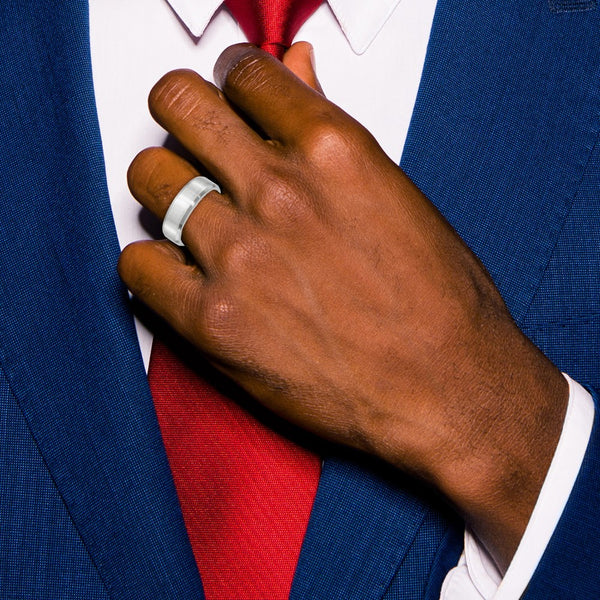 Cobalt Beveled Edge Satin 7mm Band