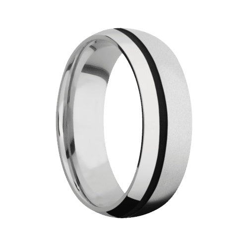 Lashbrook Cobalt Chrome Band with Bead Polished Finish and Black Inlay