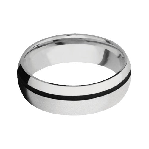 Lashbrook Cobalt Chrome Band with Bead Polished Finish and Black Inlay