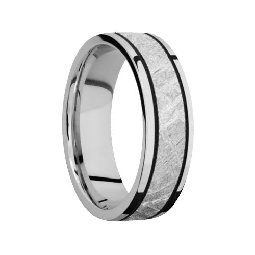 Lashbrook Cobalt Chrome Band with Polished Finish and Meteorite Inlay