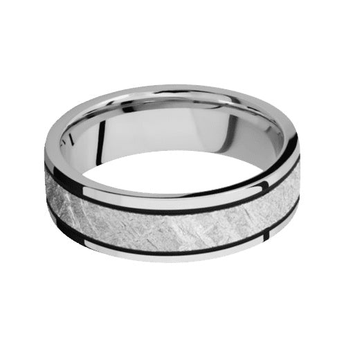 Lashbrook Cobalt Chrome Band with Polished Finish and Meteorite Inlay