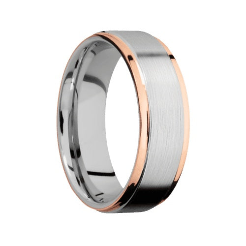 Lashbrook Cobalt Chrome Band with Satin Polished Finish and 14KT Rose Gold Inlay
