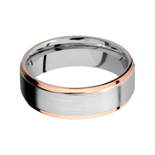 Lashbrook Cobalt Chrome Band with Satin Polished Finish and 14KT Rose Gold Inlay