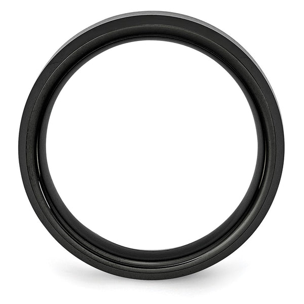 Ceramic Black 8mm Beveled Edge Brushed and Polished Band