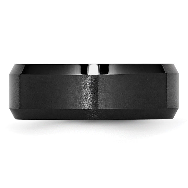 Ceramic Black 8mm Beveled Edge Brushed and Polished Band