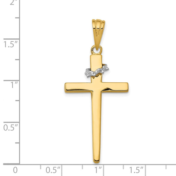 14KT White and Yellow Gold 44X19MM Cross Pendant. Chain Not Included