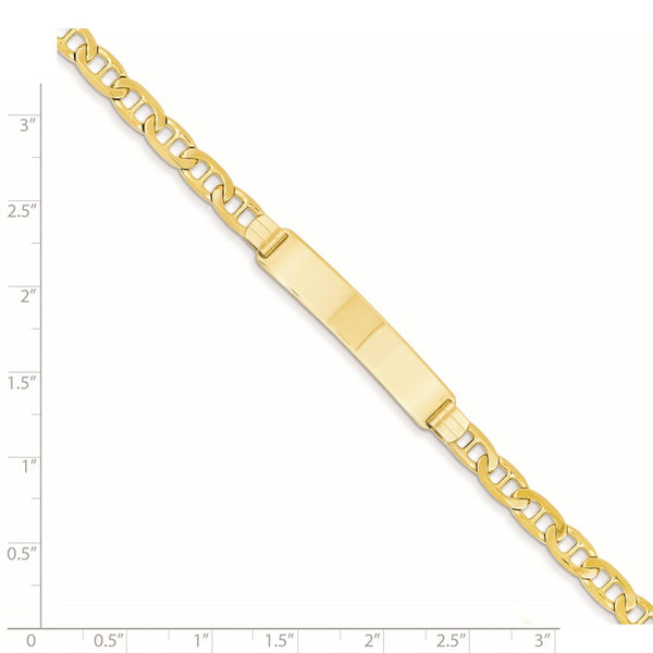 Engravable 14KT Yellow Gold 8-inch 8MM Anchor Link ID Bracelet