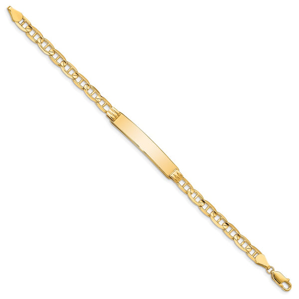 Engravable 14KT Yellow Gold 8-inch 8MM Anchor Link ID Bracelet