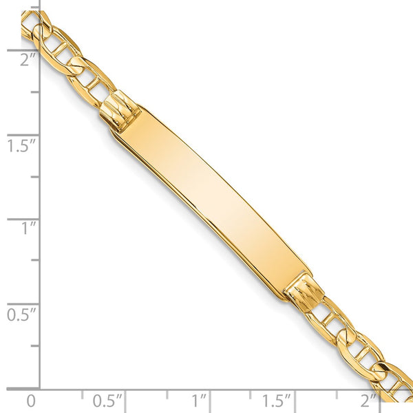 Engravable 14KT Yellow Gold 8-inch 8MM Anchor Link ID Bracelet