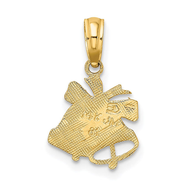 14KT Gold Polished Christmas Bells Charm Pendant. Chain not Included.
